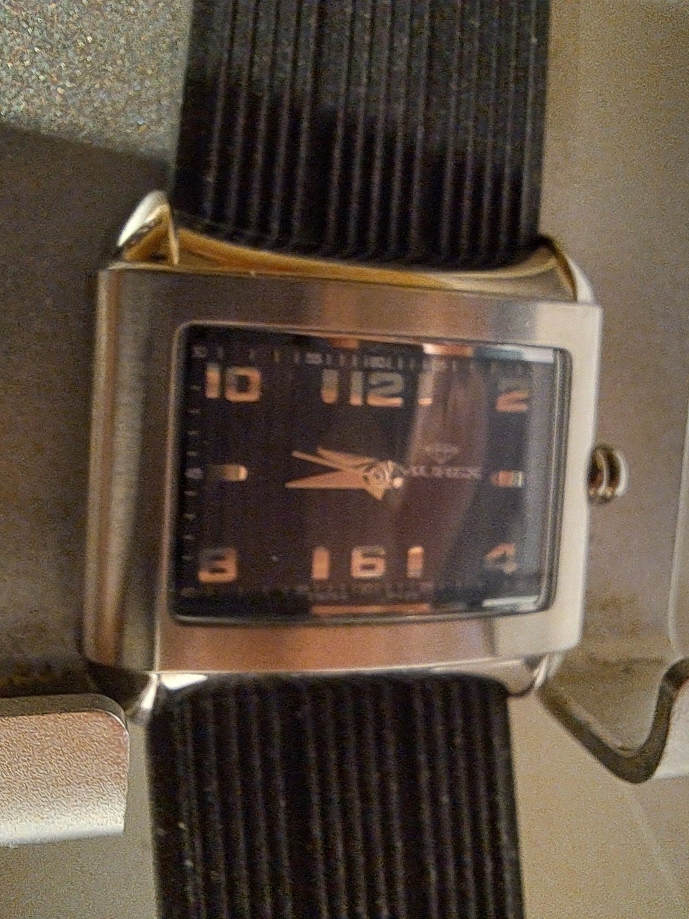 Woman's Stainless Steel Rectangular Black Dial Watch Murex Swiss Made